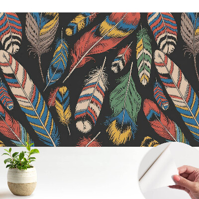 Öntapadó tapéta színes tollmintával bohém stílusban