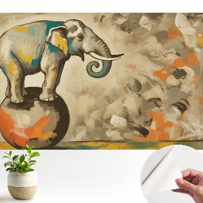 Öntapadós tapéta színes elefánt mintával a labdán
