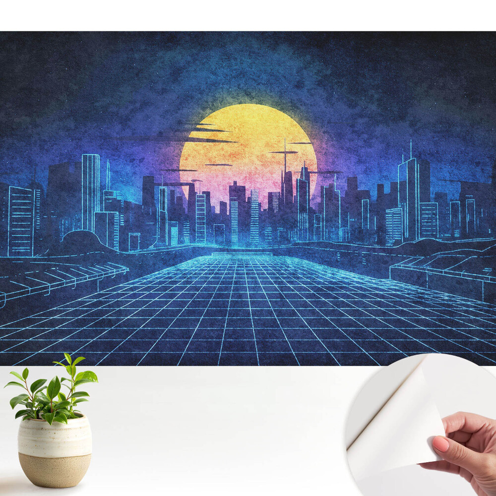 Öntapadós tapéta falra Naplemente egy futurisztikus városban