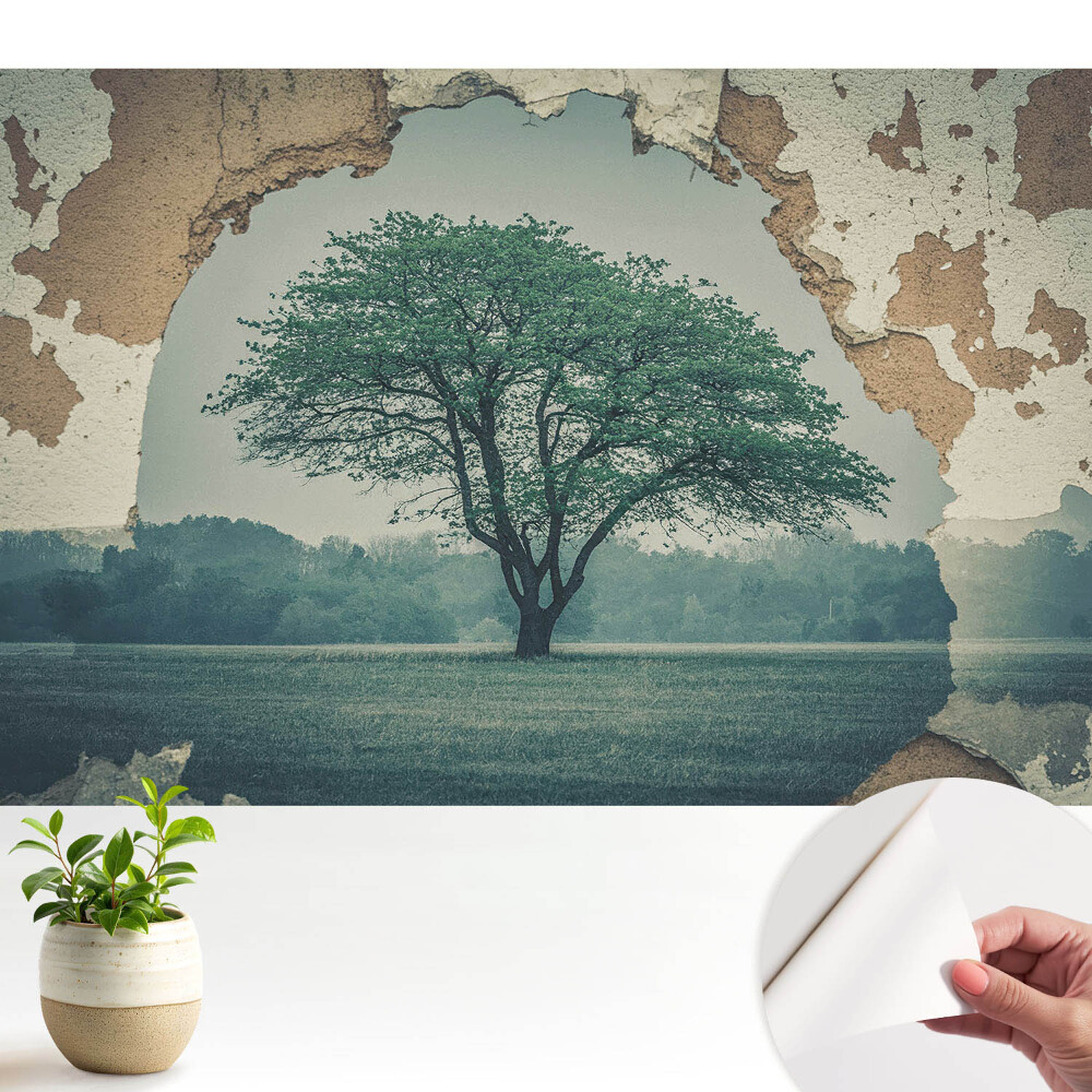 Dekor tapéta Nosztalgikus fa motívum egy régi fal hátterében