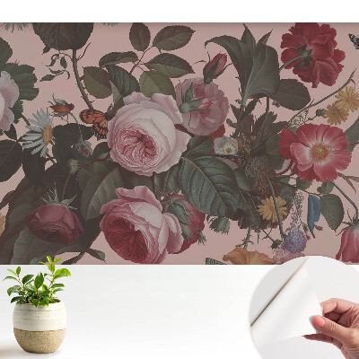 Öntapadó tapéta virág- és pillangómintával a természet hangulatában