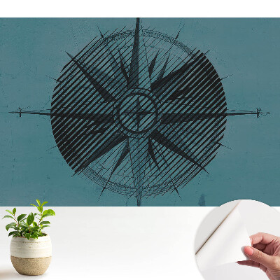 Modern tapéta absztrakt iránytű mintával kék háttérrel