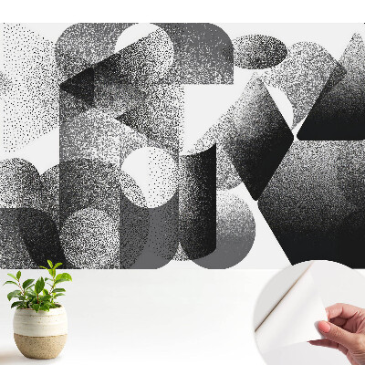 Tapéta absztrakt geometriai alakzatokkal fekete és szürke színben