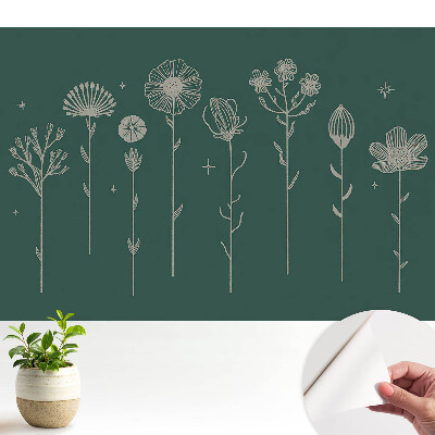 Öntapadós tapéta minimalista virágmotívumokkal zöld háttéren