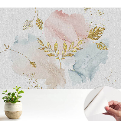 Modern tapéta pasztell levelekkel, finom eleganciát sugároz