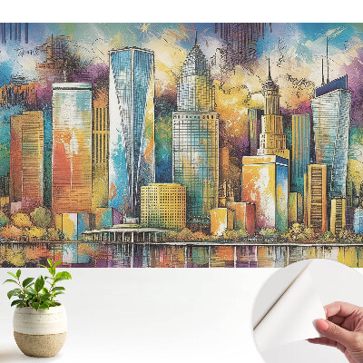Öntapadós tapéta Az energia városának színes felhőkarcolói