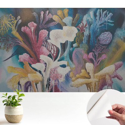 Öntapadós tapéta absztrakt virágos, színes táj motívummal