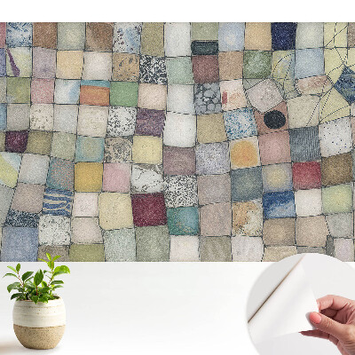 Öntapadós tapéta színes absztrakt négyzetmintával