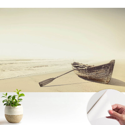 Öntapadós tapéta, amelyen egy csendes hajó látható a parton