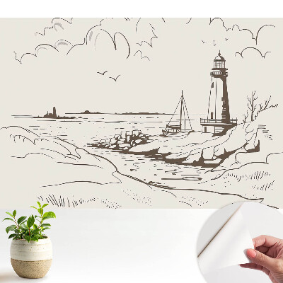 Modern tapéta világítótornyokkal a tengerpart mellett