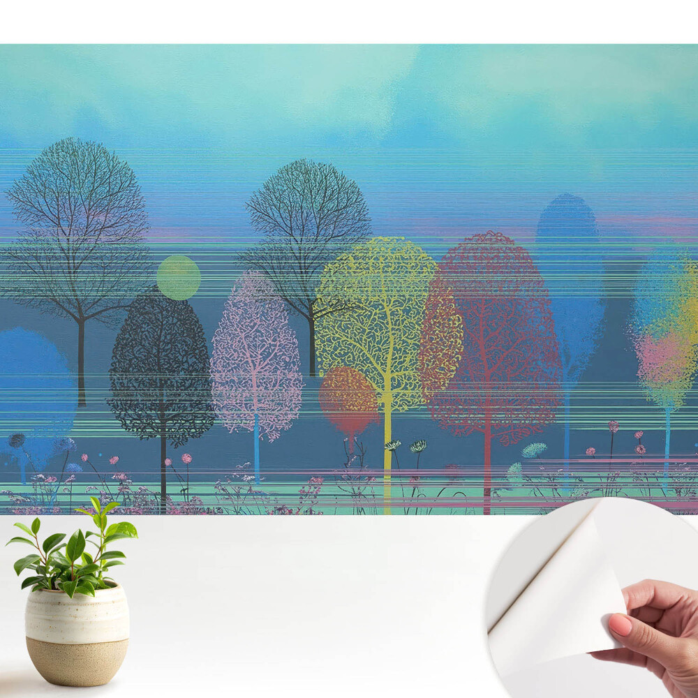 Tapéta Színes fák az ég ellen