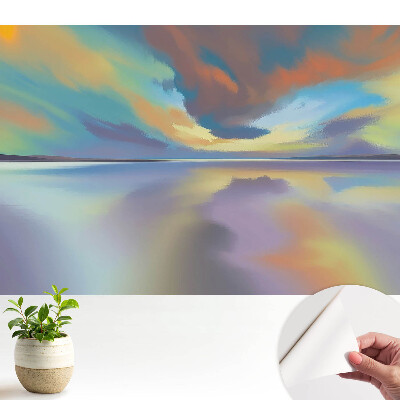 Öntapadós tapéta, amelyen a víz tükröződésének színei harmonikus tájképet alkotnak