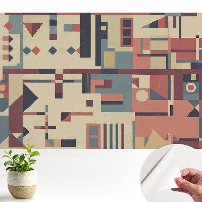 Tapéta geometriai mintákkal és élénk színekkel