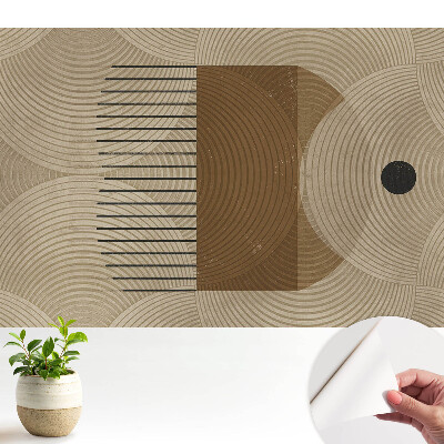 Öntapadós tapéta geometrikus kör- és vonalmintával meleg árnyalatokban