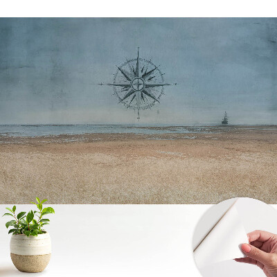 Öntapadó tapéta Iránytű a tenger ellen mintával
