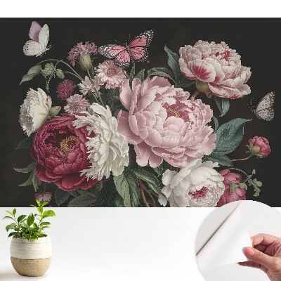 Dekor tapéta Romantikus pünkösdi rózsák és pillangók