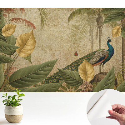 Modern tapéta Trópusi páva a zöld növényzet között