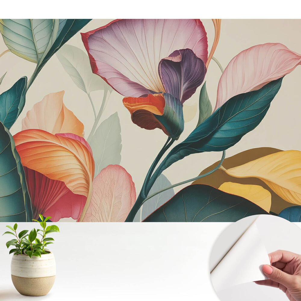 Öntapadós tapéta Színes virágkompozíció levelekből és virágokból