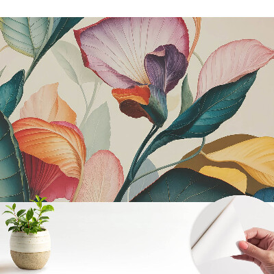 Öntapadós tapéta Színes virágkompozíció levelekből és virágokból