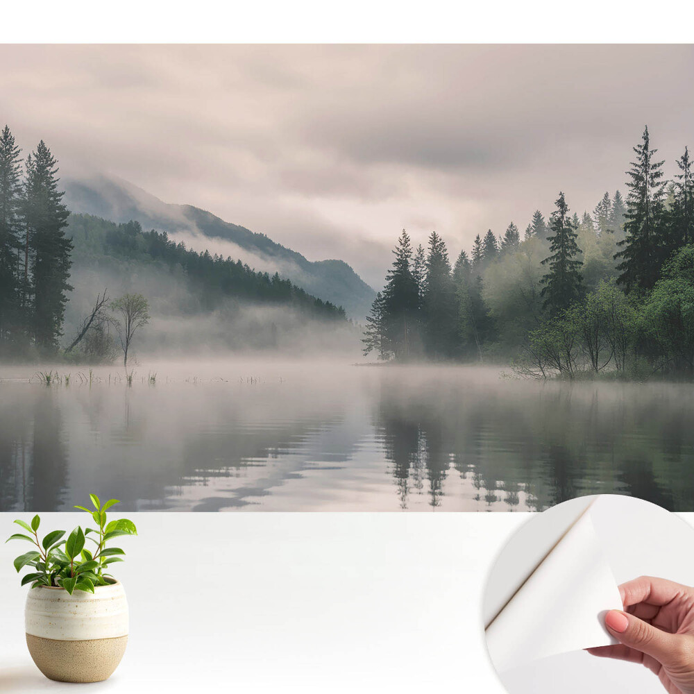 Öntapadós tapéta falra Köd a tó felett a hegyek között