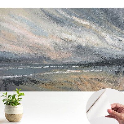 Öntapadó tapéta absztrakt tájképpel dinamikus szürke árnyalatokban