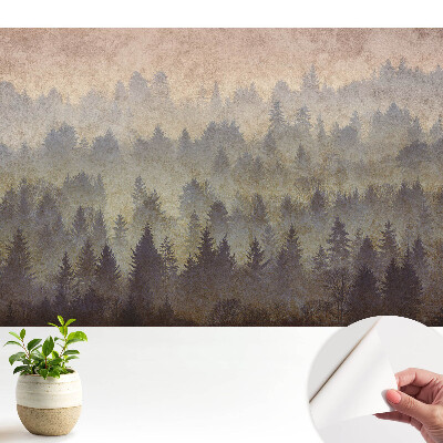 Dekor tapéta, ködbe burkolózó légköri erdők motívumával