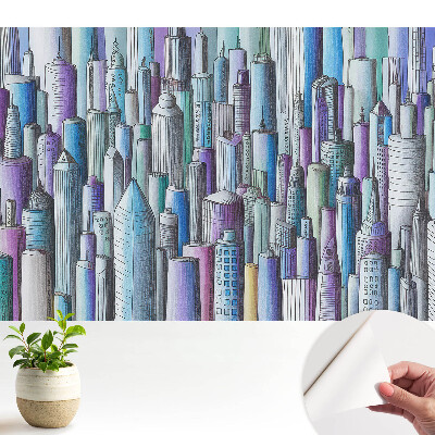 Tapéta a metropolisz színes felhőkarcolóival