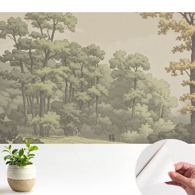 Dekor tapéta békés erdős táj mintával