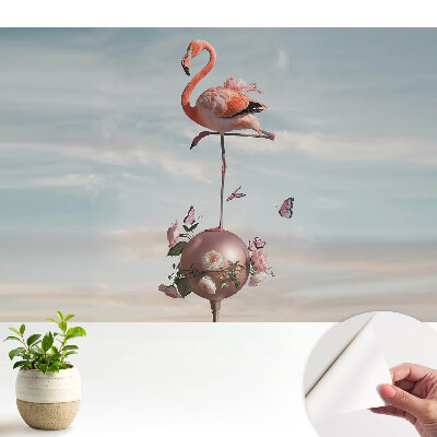 Tapéta flamingókkal, virágokkal és pillangókkal