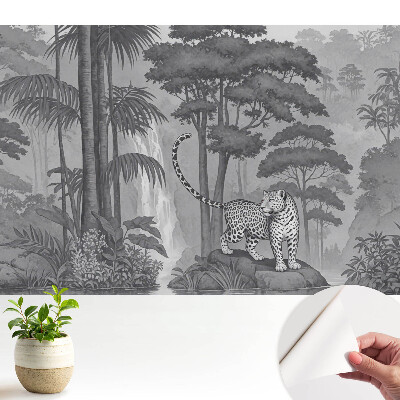 Tapéta egzotikus jelenettel, leopárddal