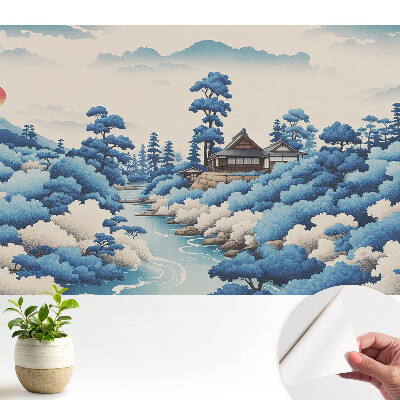 Öntapadós tapéta hegyi tájkép házzal