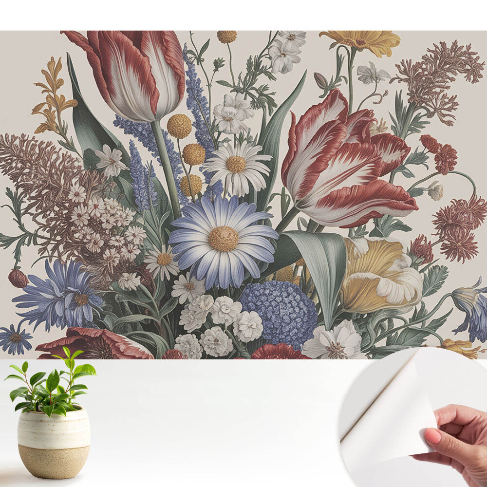 Öntapadós tapéta falra Színes virágkompozíció klasszikus stílusban