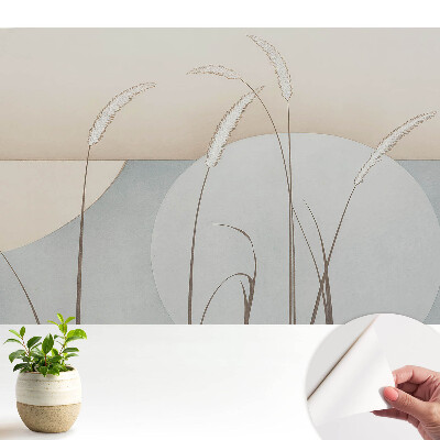 Öntapadó tapéta finom tájkép mintával, körökkel és fűfélékkel