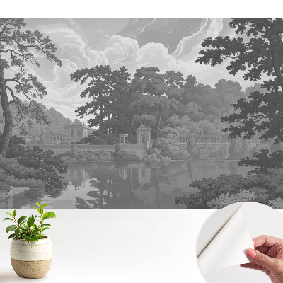 Dekor tapéta klasszikus tájképpel, tóval és fákkal