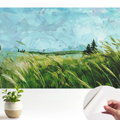 Öntapadós tapéta rusztikus rét akvarellmotívummal