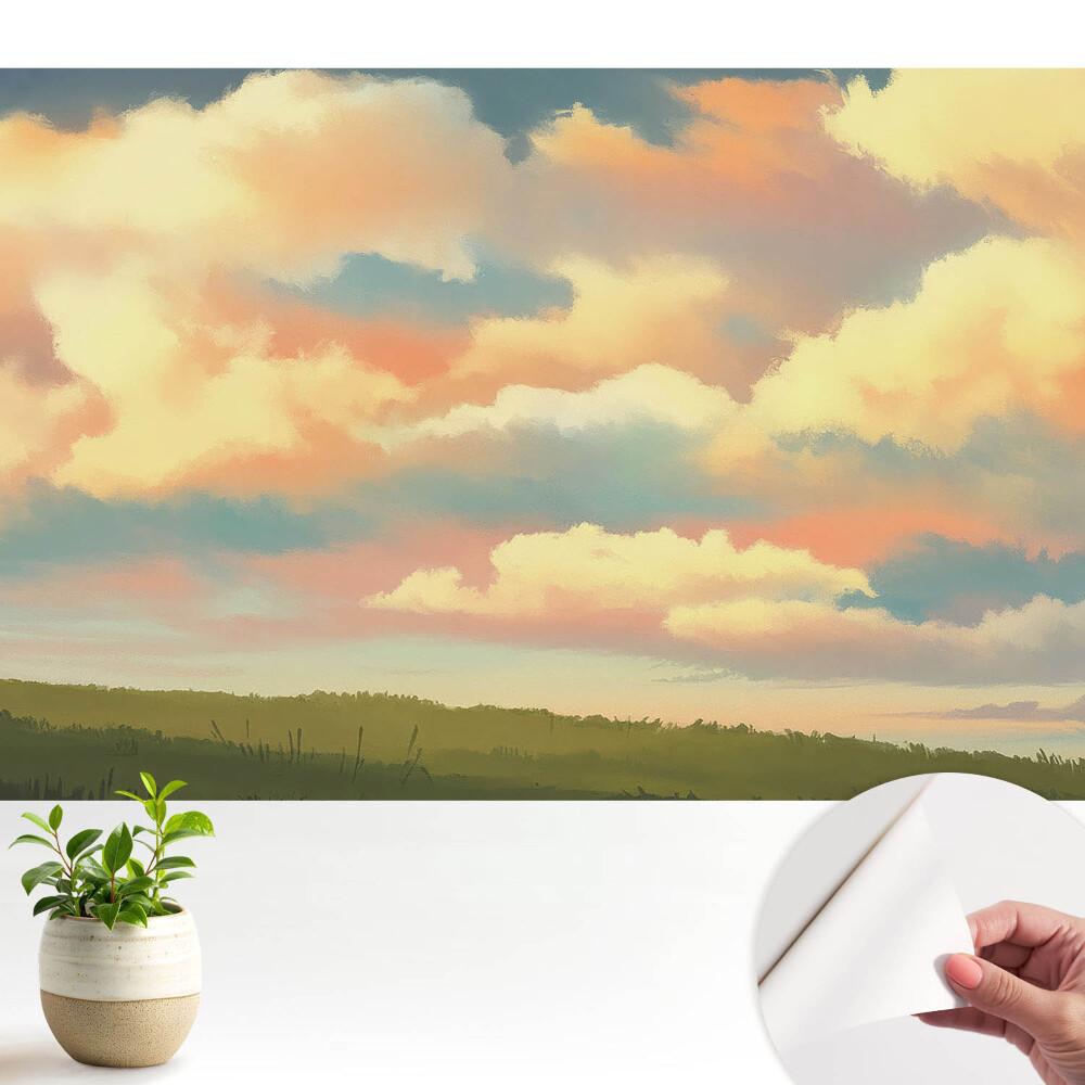 Öntapadó tapéta Pasztell felhők rét lenyomata