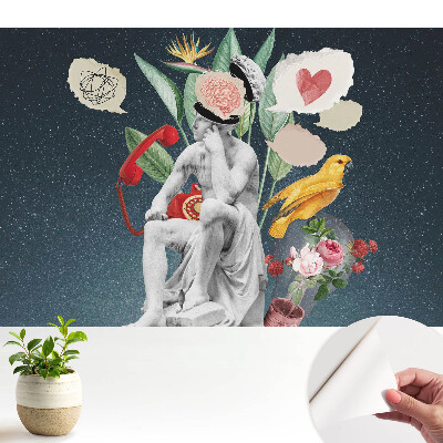 Modern tapéta kreatív, szürreális kollázs motívummal