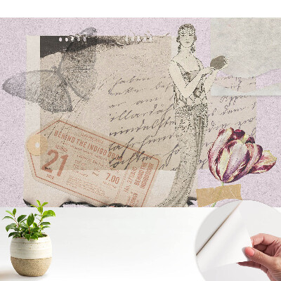 Öntapadó tapéta retro romantikus kollázzsal