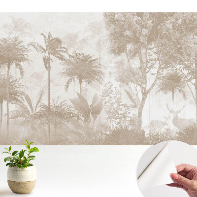 Tapéta finom trópusi erdőmotívummal és szarvasokkal