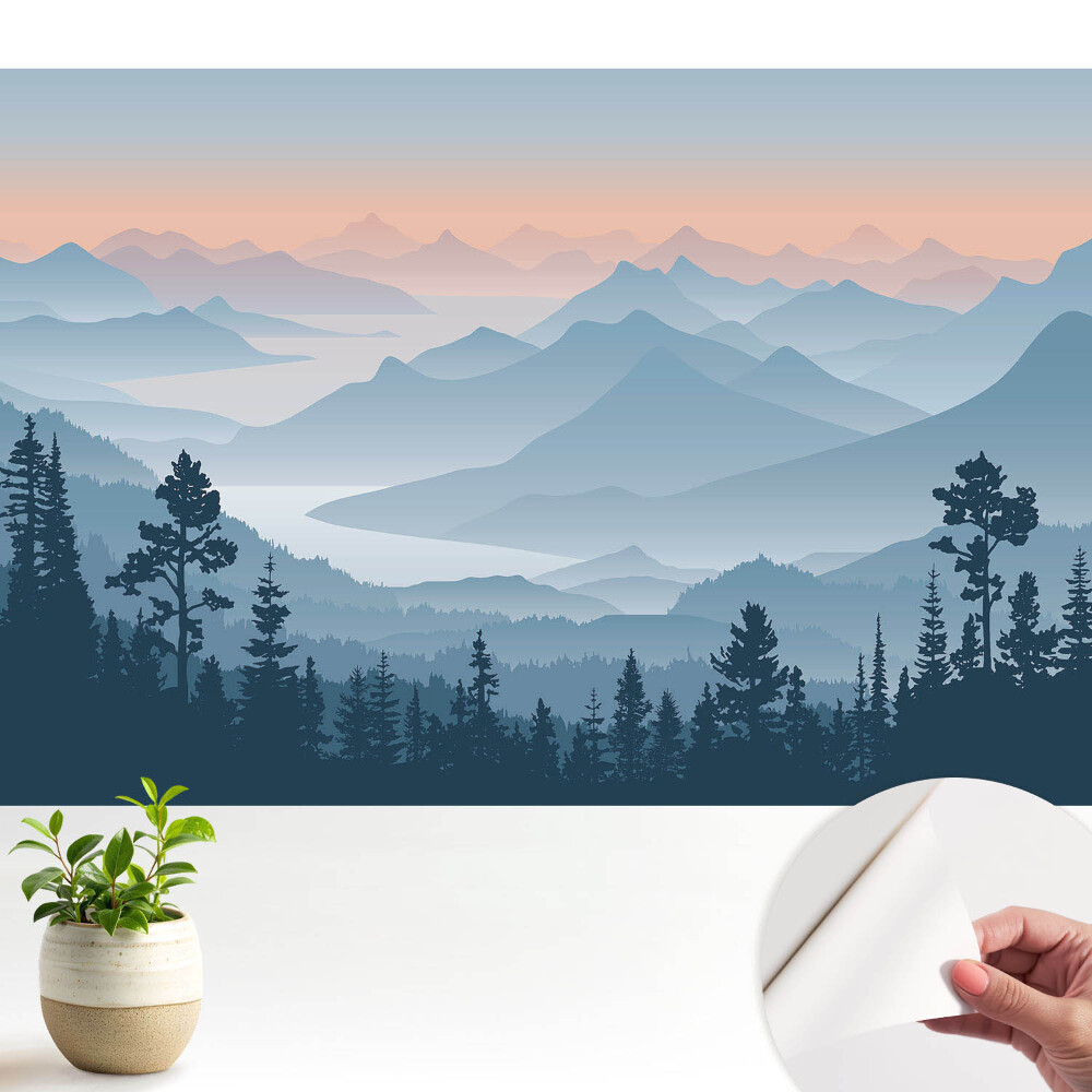 Modern tapéta Ködös hegyek hajnalban