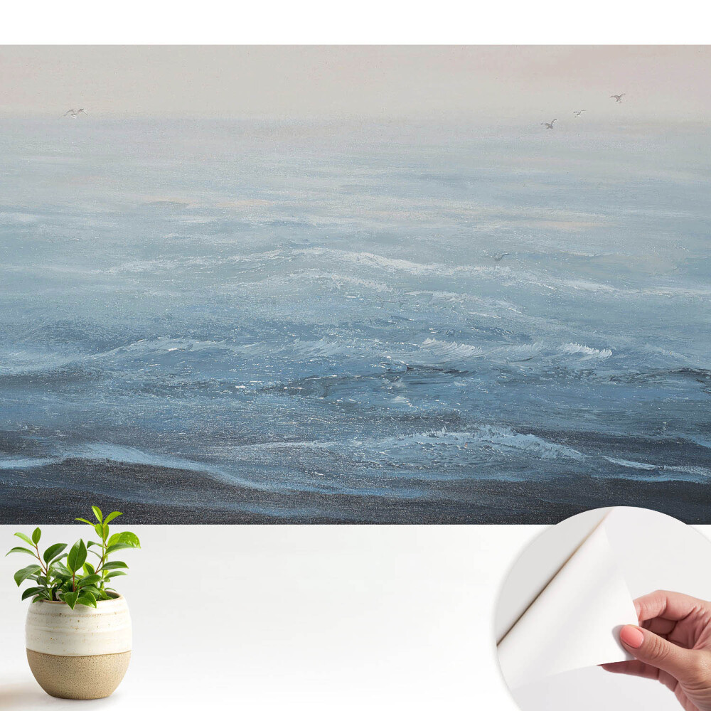 Öntapadós tapéta Kék hullámok és madarak