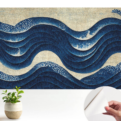 Modern tapéta sötétkék hullámok mintával elegáns harmónia