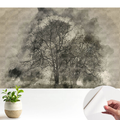 Dekor tapéta ködös fák akvarellmotívummal