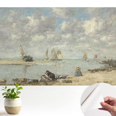 Öntapadó tapéta tengerparti kilátással és vitorlásokkal