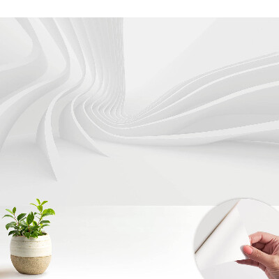 Öntapadó tapéta fehér hullámos vonalakkal a modern elegancia jegyében
