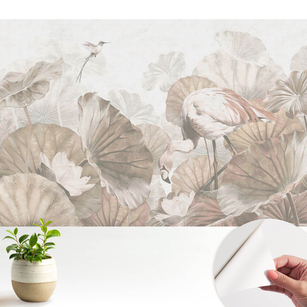 Tapéta Flamingó a levelek között