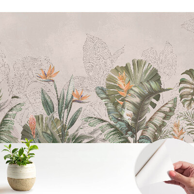 Öntapadós tapéta Egzotikus növényzet színes virágokkal