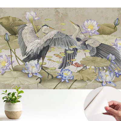 Öntapadó tapéta darukkal és tavirózsákkal klasszikus stílusban