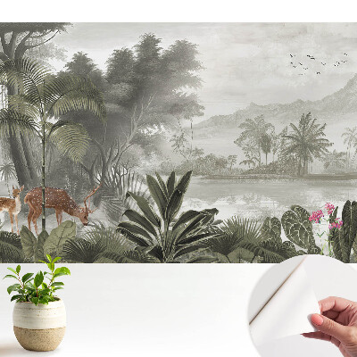 Öntapadós tapéta falra Egzotikus erdei táj szarvasokkal