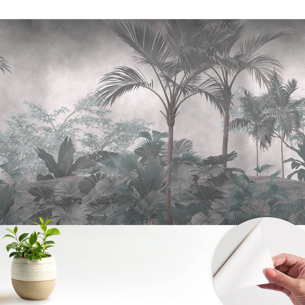 Dekor tapéta Trópusi dzsungel szürke árnyalatokban